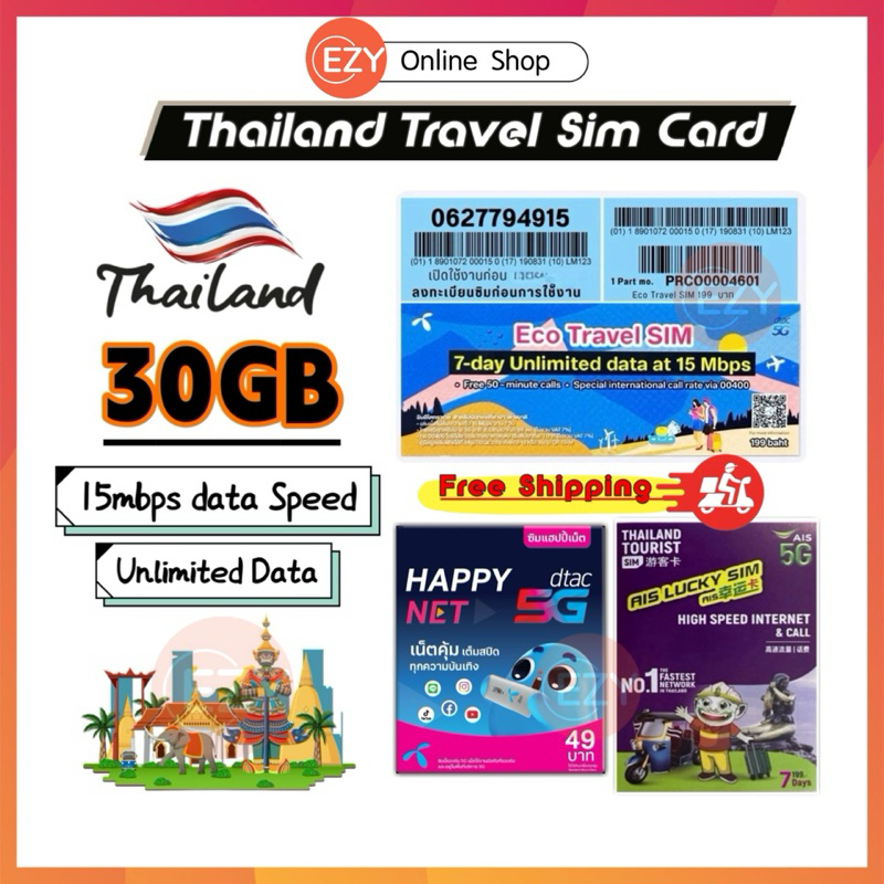 Thailand DTAC travel Sim card Thailand Unlimited data Travelers Sim ...