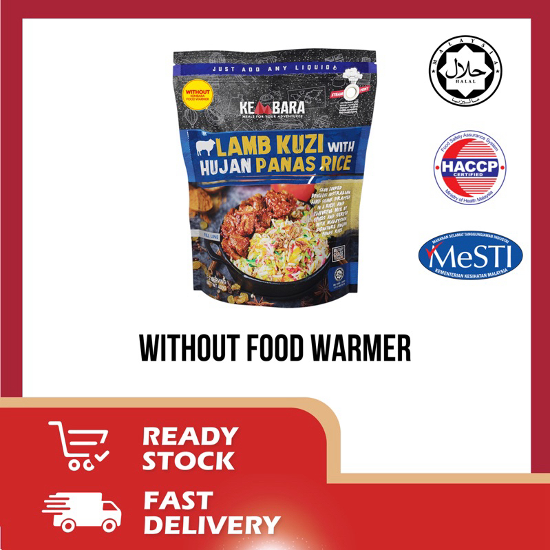 LAMB KUZI WITH HUJAN PANAS RICE KEMBARA MEAL SELF HEATING MEALS READY ...