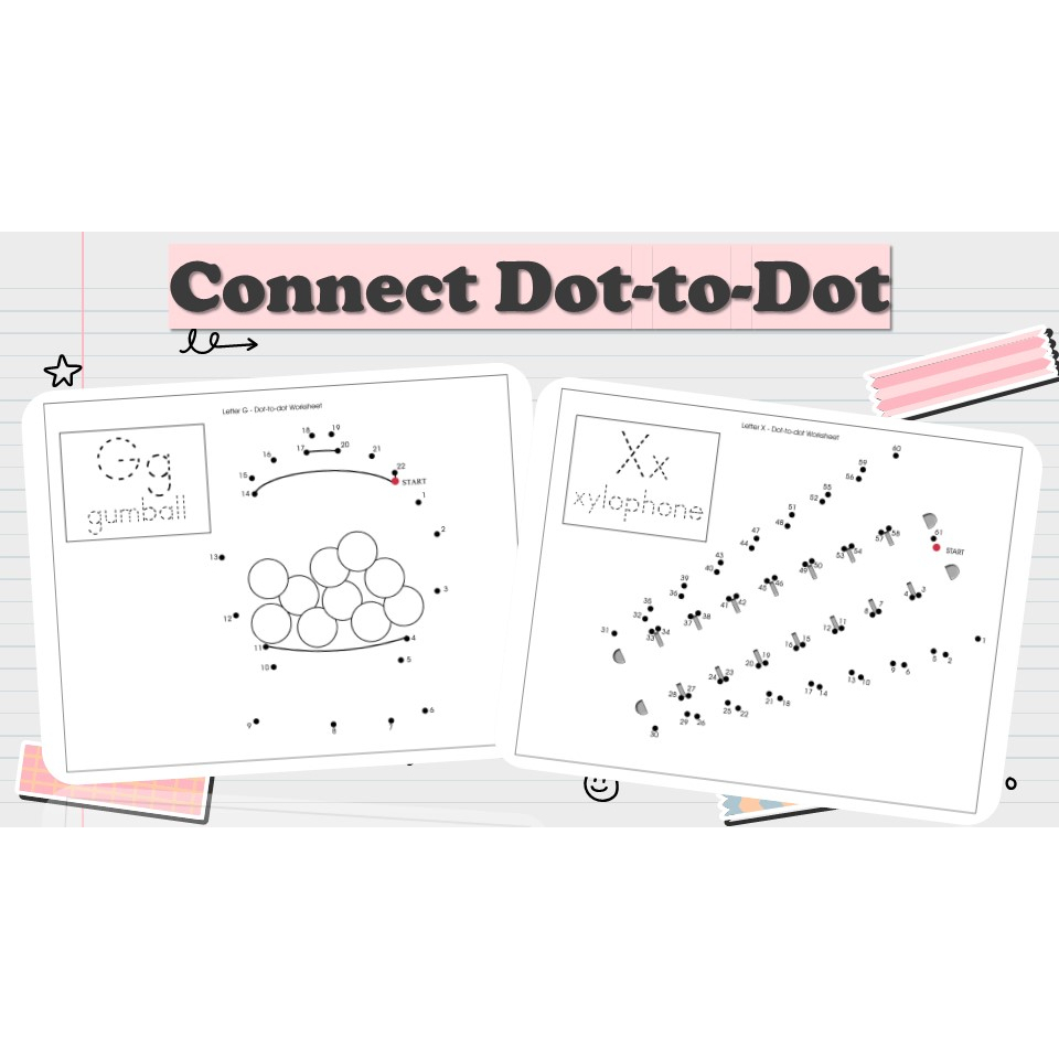 [P073] 26 pages Connect Dot-to-Dot Worksheet for Pre-school PDF version ...