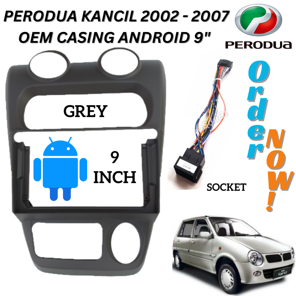PERODUA KANCIL 2002 - 2007 ANDROID CAR PLAYER CASING 9 INCH GREY WITH ...