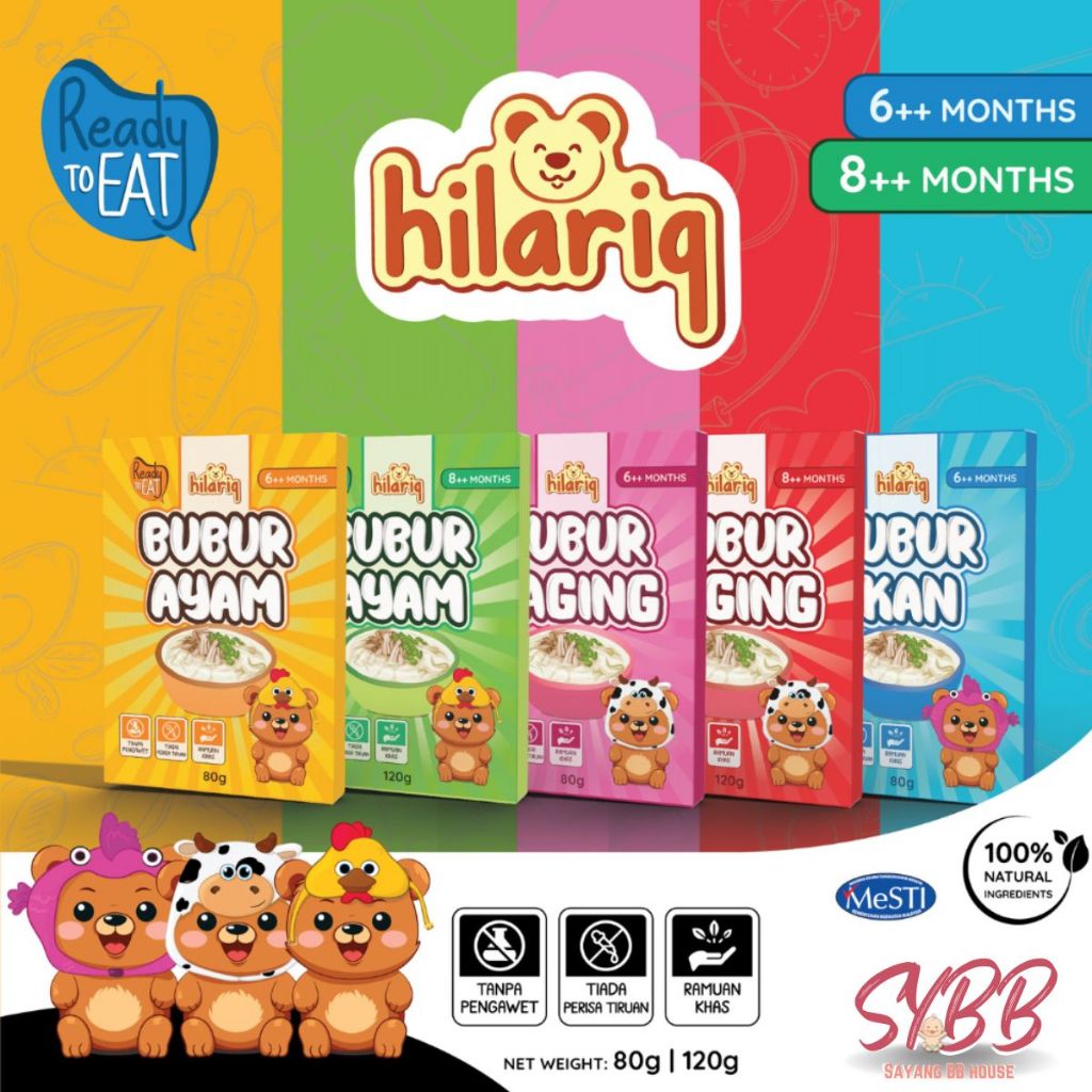 HILARIQ BUBUR BABY READY TO EAT BABY FOOD 6 MONTHS 8 MONTHS TRAVEL