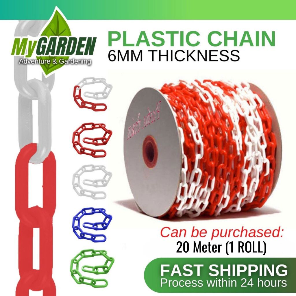 20meter ( 1 ROLL ) Plastic Chain 6mm Width for Safety Road Cone PVC ...