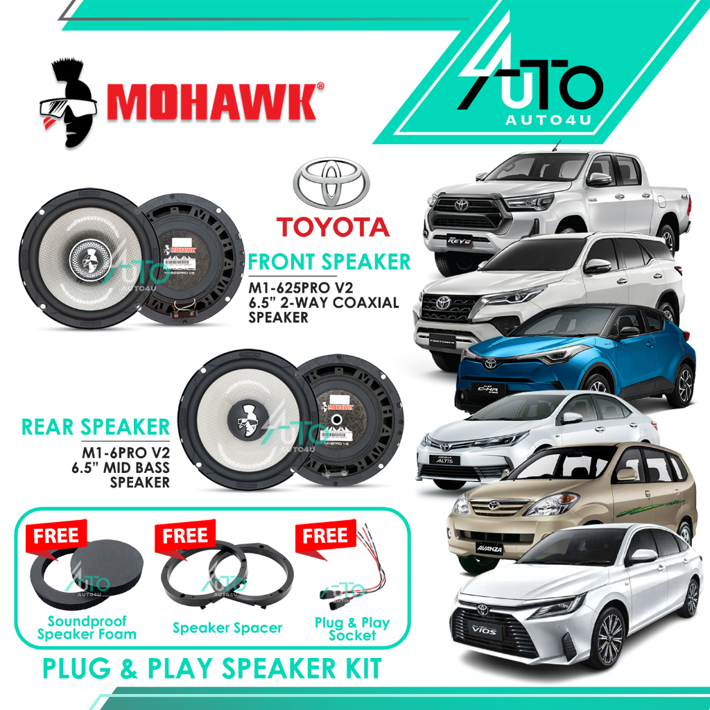 (FREE Speaker Adapter) Mohawk Toyota Speaker PnP M1-625PRO V1 Plug and ...