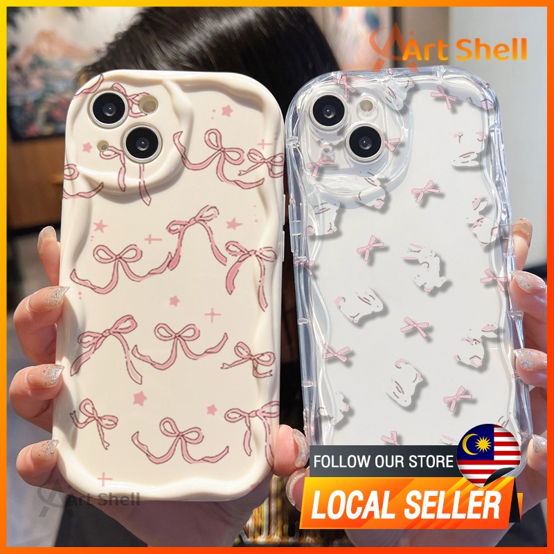 Little white rabbit and bow Compatible for IPhone 16 15 Plus 11 14 13 ...