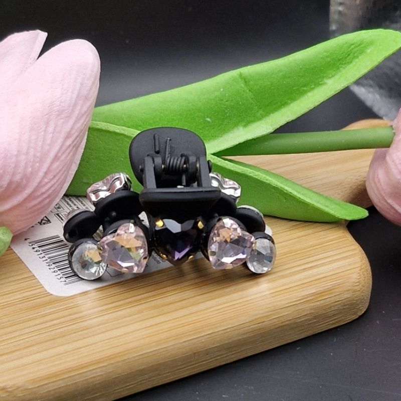 Barrette Cheveux Handmade En Ruban Violet Satiné Avec Strass - Neuf Sans étiquette - Fait Main