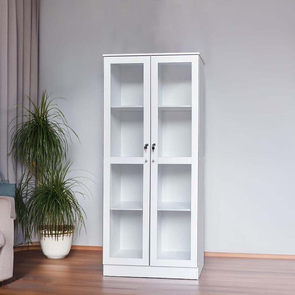 JONUS White 6FT Display Cabinet Glass Cabinet Display Rack Book Rack ...