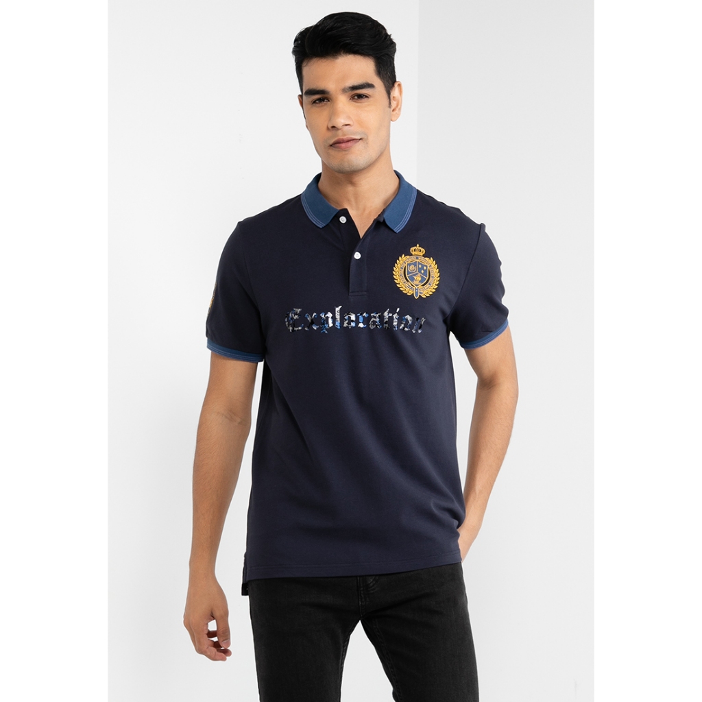 GIORDANO MEN Men's Cotton Lycra Short Sleeve Embroidery Polo 0 01011305 ...
