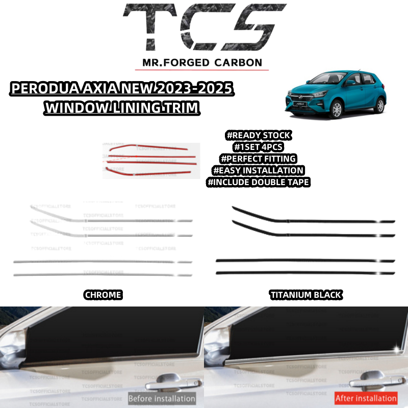 TCS PERODUA AXIA NEW 2023-2025 CAR WINDOW LINING MOULDING STAINLESS ...