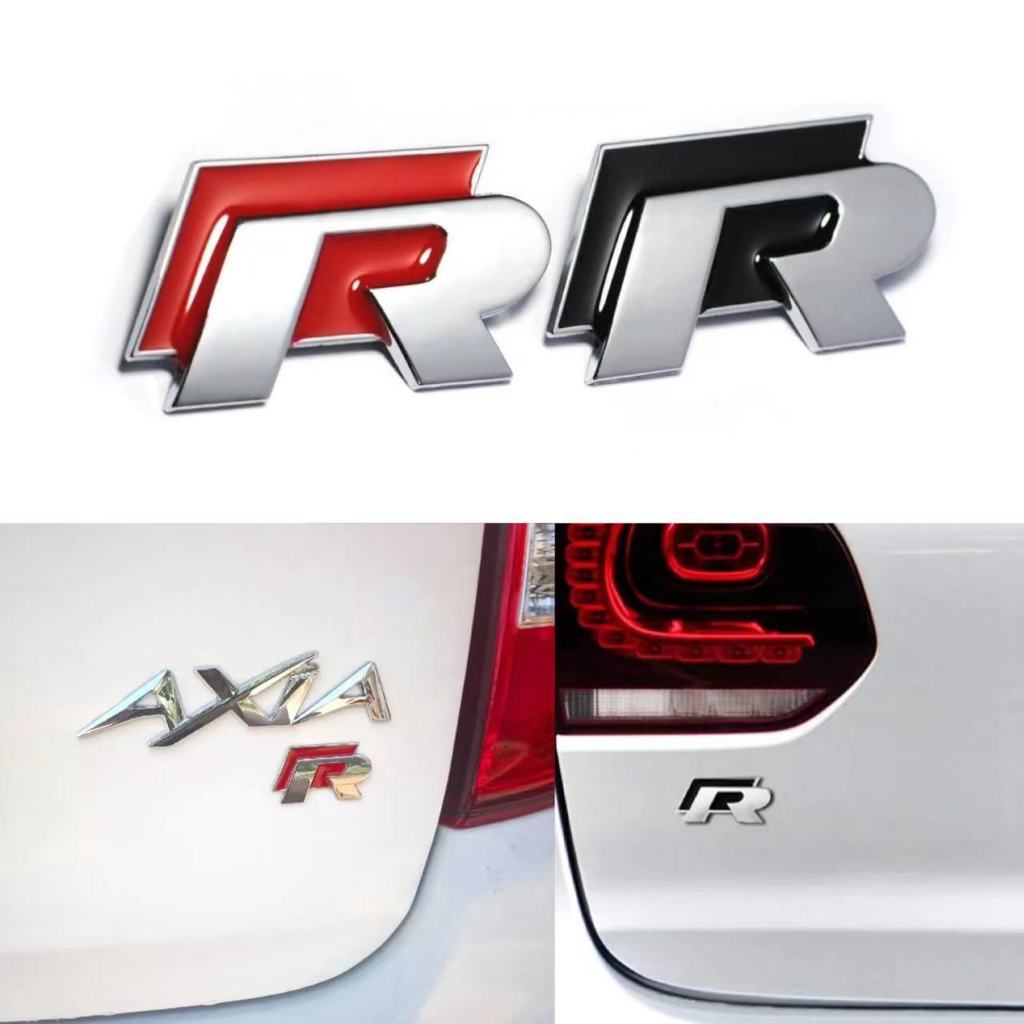 3D R Logo Metal Car Badge Emblem Sticker Decor Front & Rear For All ...
