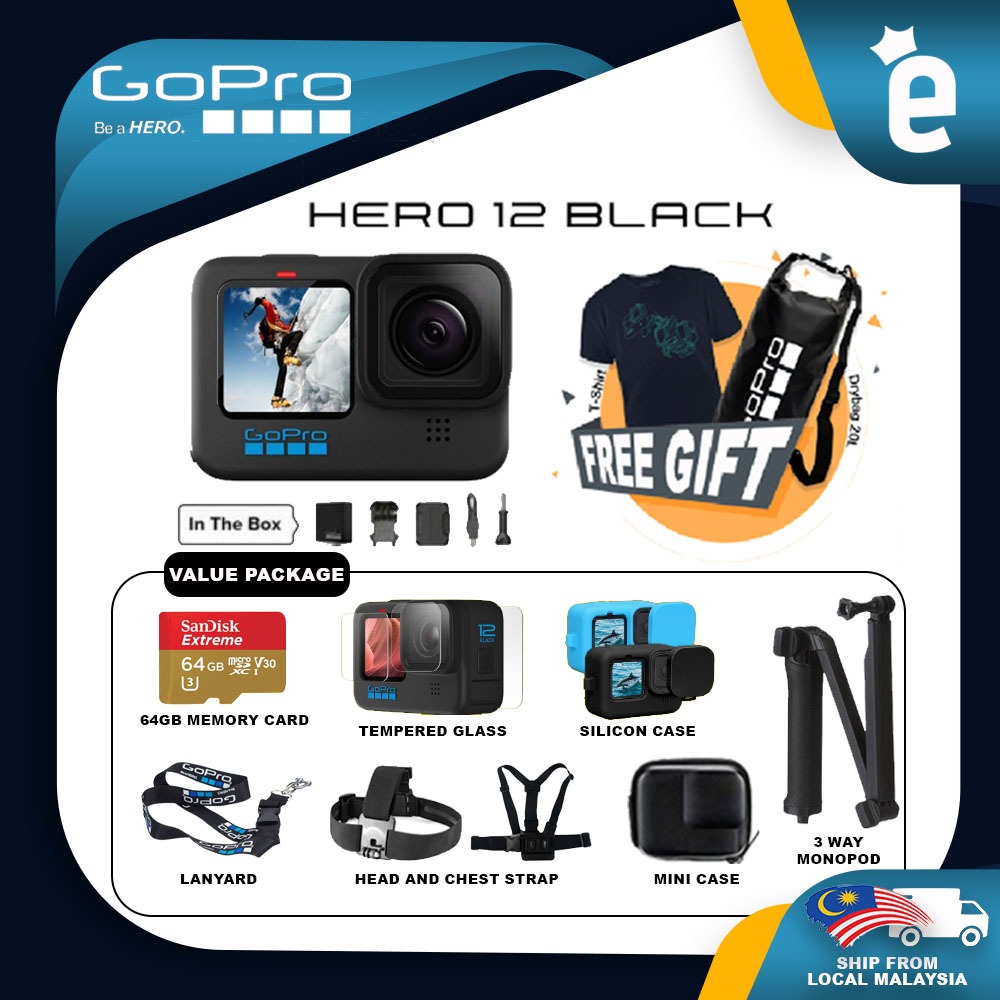 Gopro HERO 12 Black HERO12 5.3K60 27MP Hypersmooth 6.0 10-Bit HDR Video ...