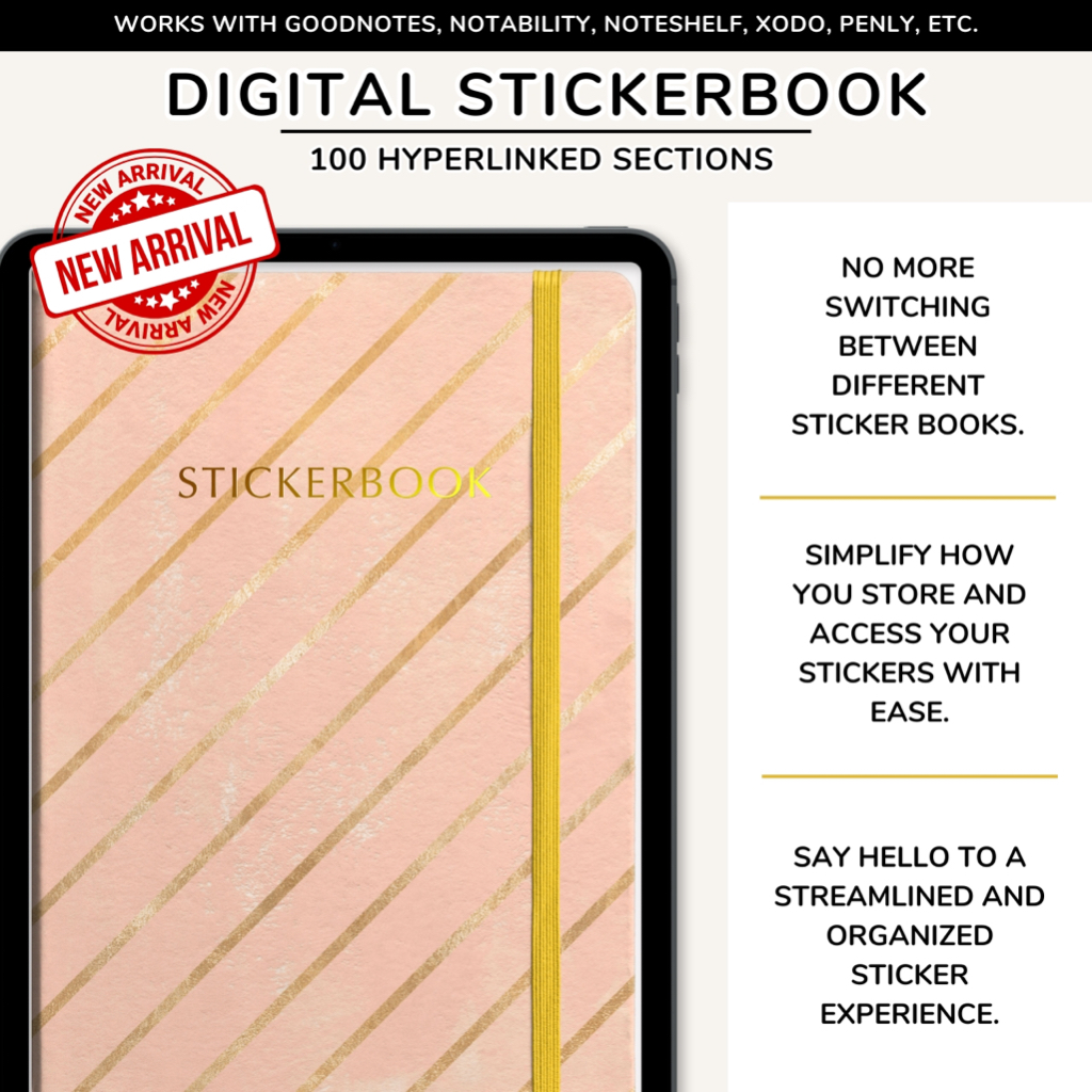 Digital Stickerbook with 100 Hyperlinked Sections, Sticker organizer ...