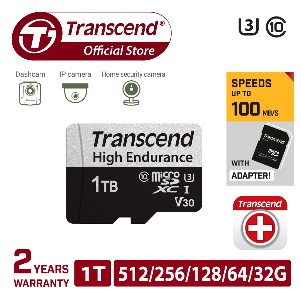 Transcend USD350V with High Endurance MicroSDXC/SDHC (64GB/128GB/256GB ...