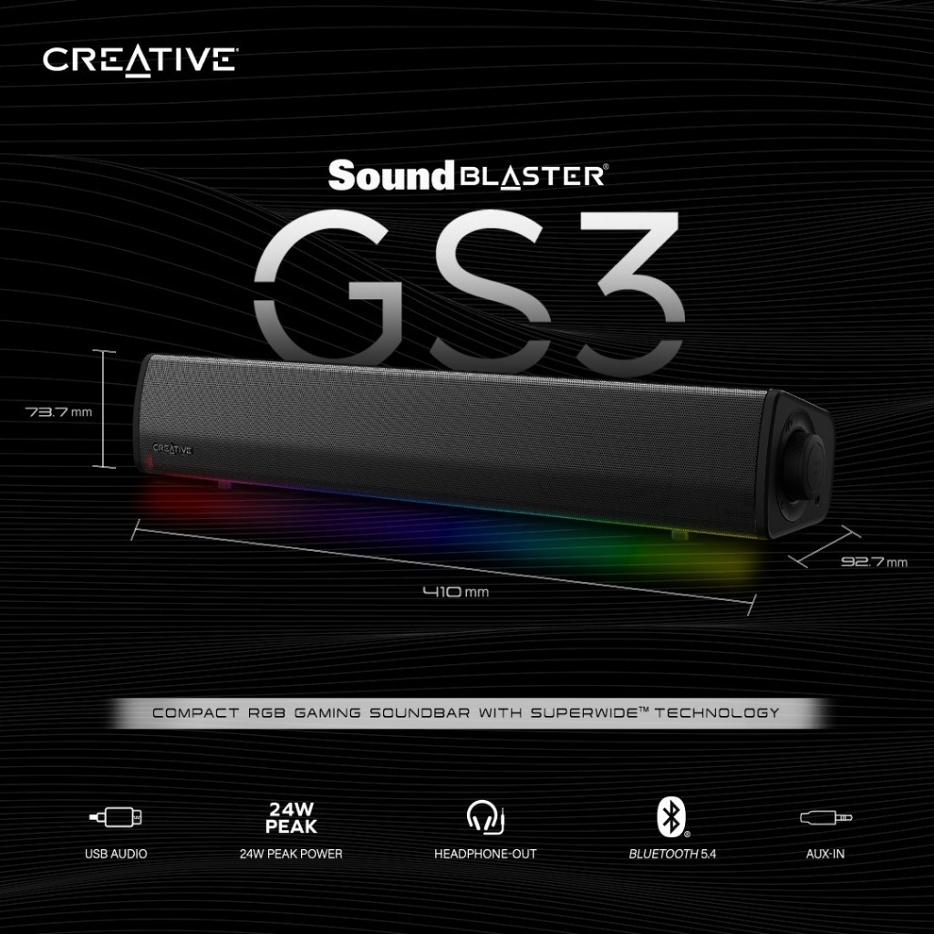 # CREATIVE Sound Blaster GS3 - Compact RGB Gaming Bluetooth Wireless ...