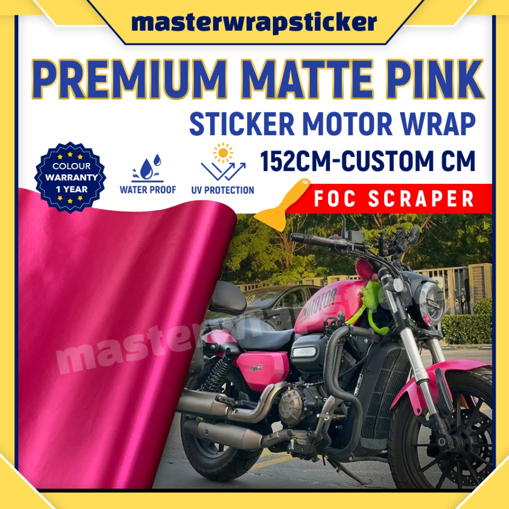 NEW SATIN MATTE PINK STICKER MOTOR(152CM-90CM)stiker moto JAMBU vinyl ...