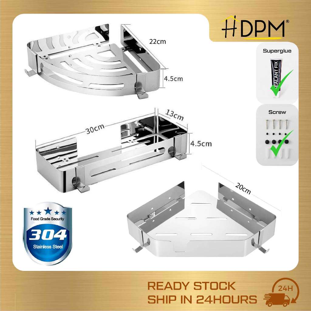 【Buy 1 Free 1 Gift】Real SS304 Bathroom Toilet Shelf Rack Stainless ...