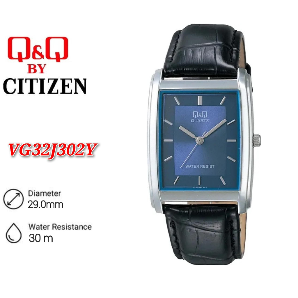 Q&Q Japan by Citizen Men's Leather Analogue Watch - VG32 / VG32J302Y ...