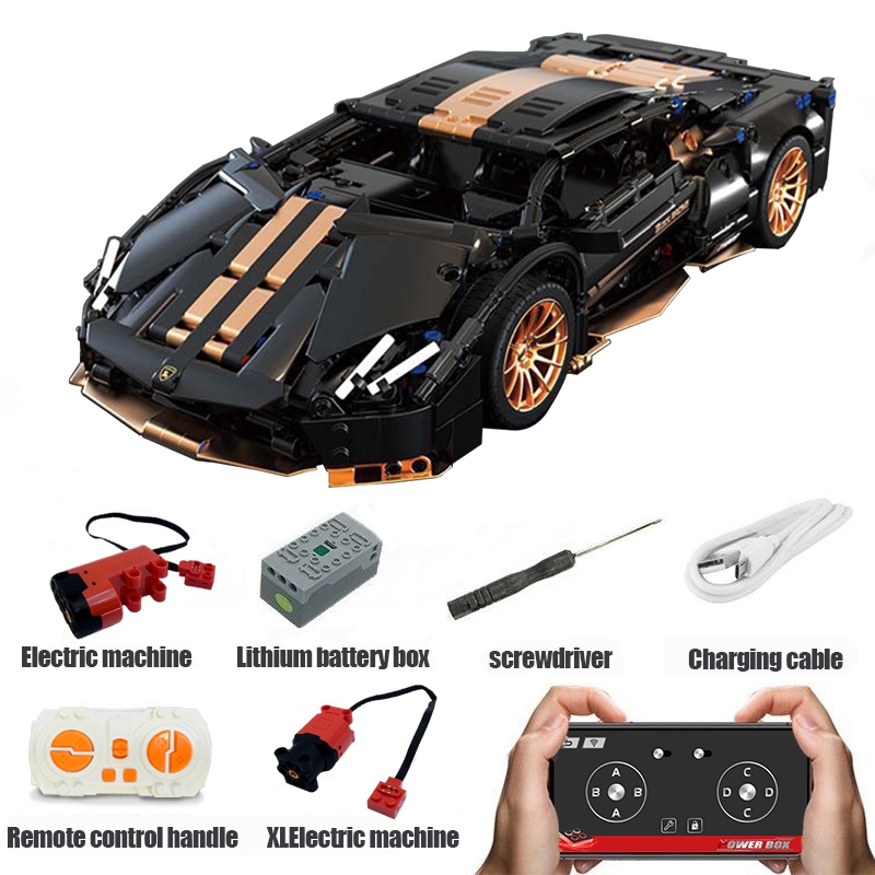 Lamborghini Black Gold Bricks 1:14 Remote Control Car Compatible Lego ...