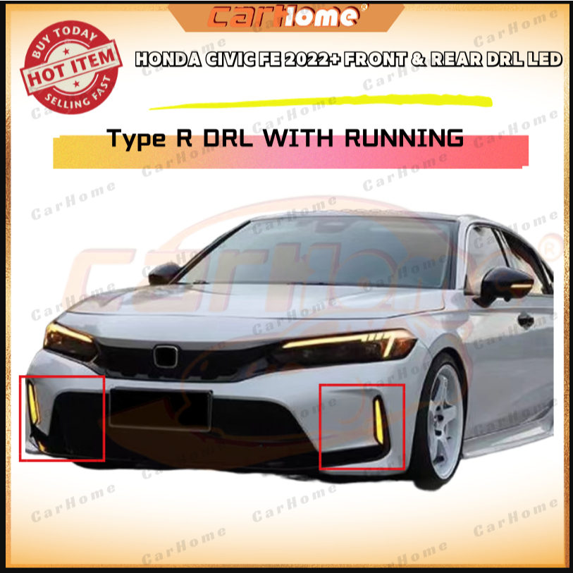 HONDA CIVIC FE 2022 2023+ TYPE R FRONT AND REAR DRL DAYTIME RUNNING ...
