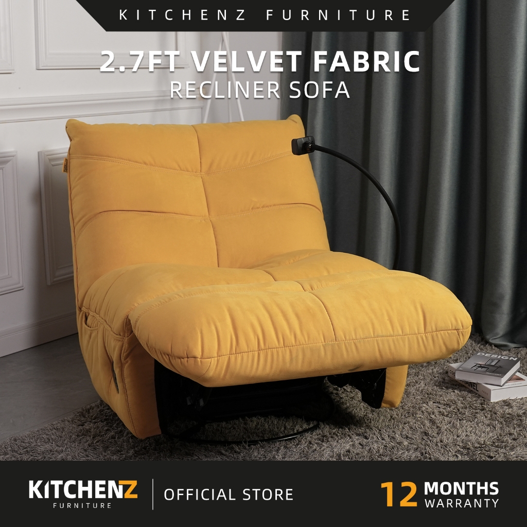 KitchenZ Recliner Sofa Velvet Fabric Sofa Lazy Chair Leisure Chair