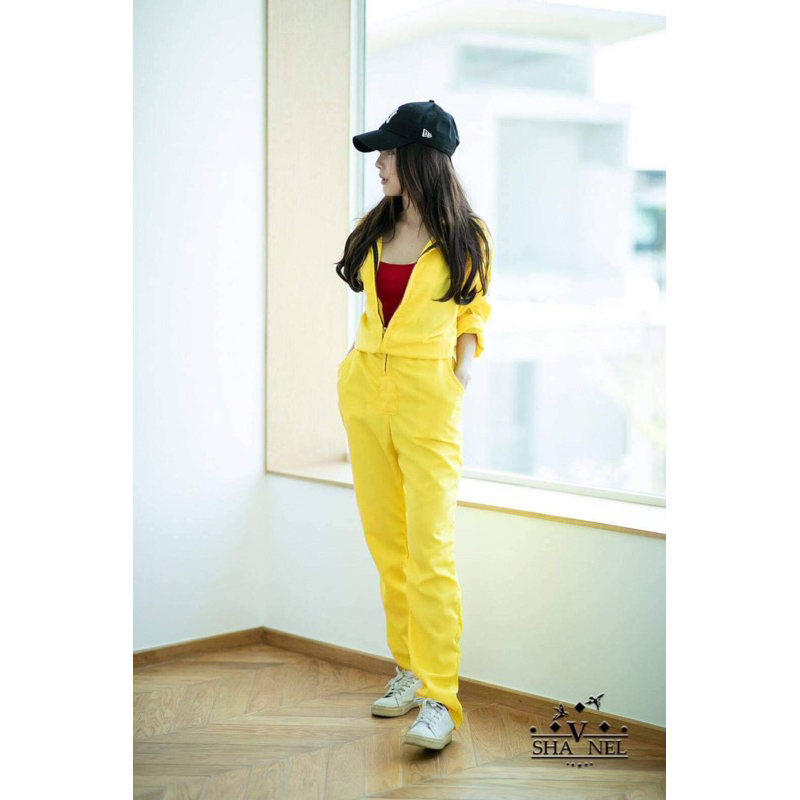 Costume Pilot Jumpsuit Fashion Mechanic Jumpsuit Fashion Trendy Yellow Shopee Malaysia