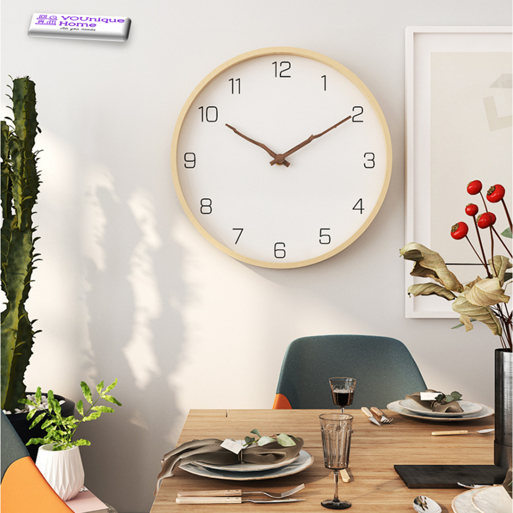 Wooden Solid Wood Frame Wall Clock Walnut 10 12 14 16 Inch Branches ...