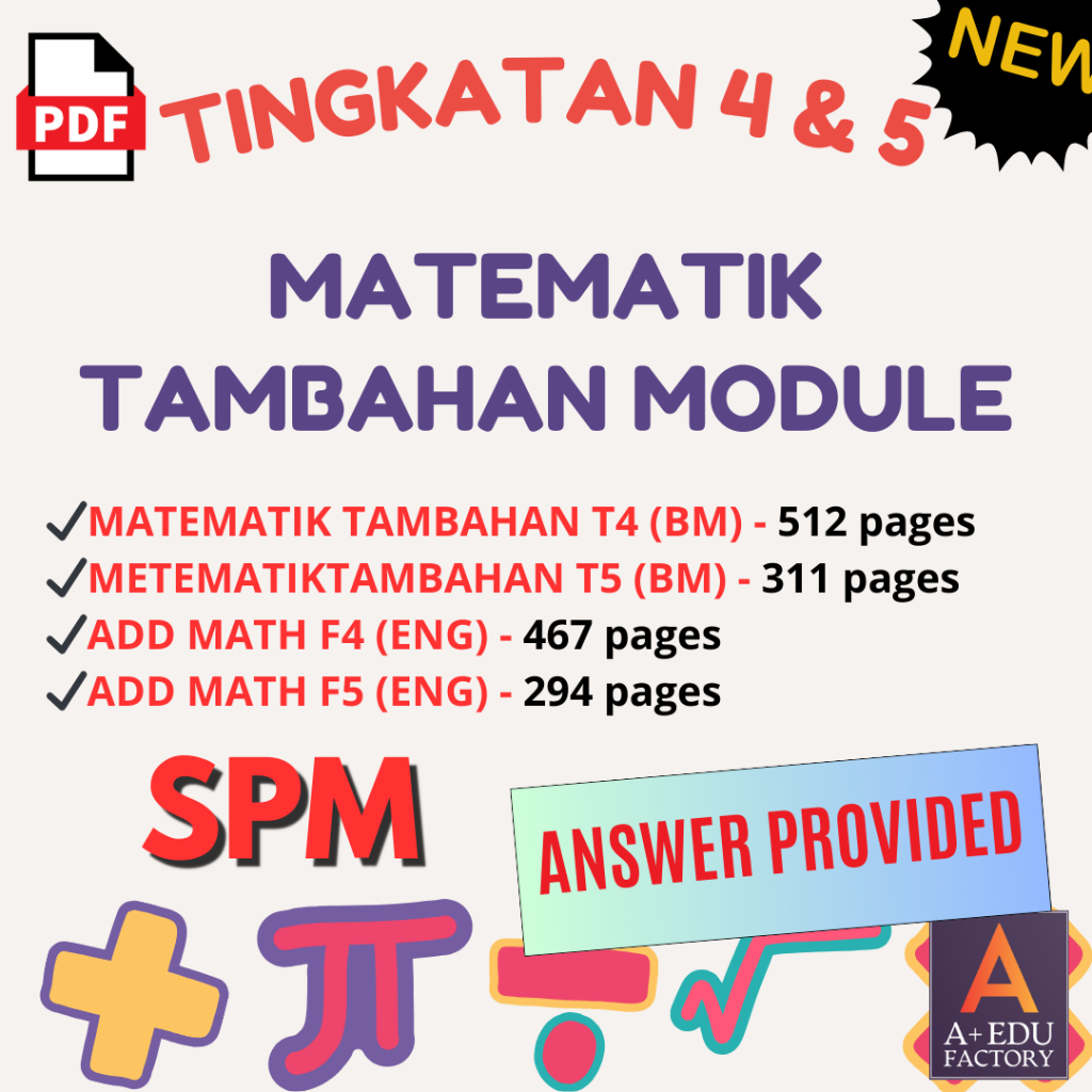 [📚PDF] MATEMATIK TAMBAHAN MODULE (BM/ENG) TINGKATAN 4 DAN 5 [SPM] KSSM ...