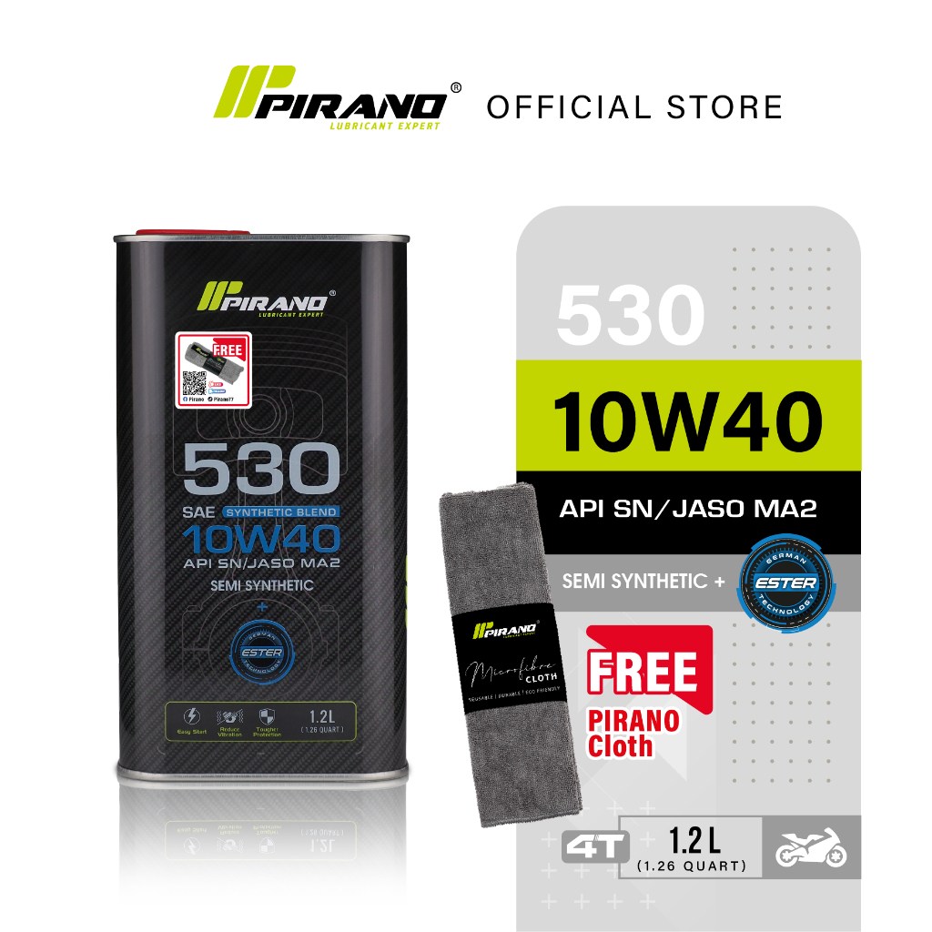 1.2L / PIRANO P530 10W40 Semi Synthetic Ester / 4T Motorcycle Engine ...