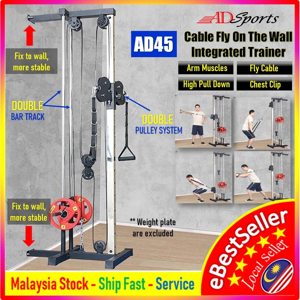 ADSports AD45 Wall Mount Cable Cross Station Lat Pull Tower With