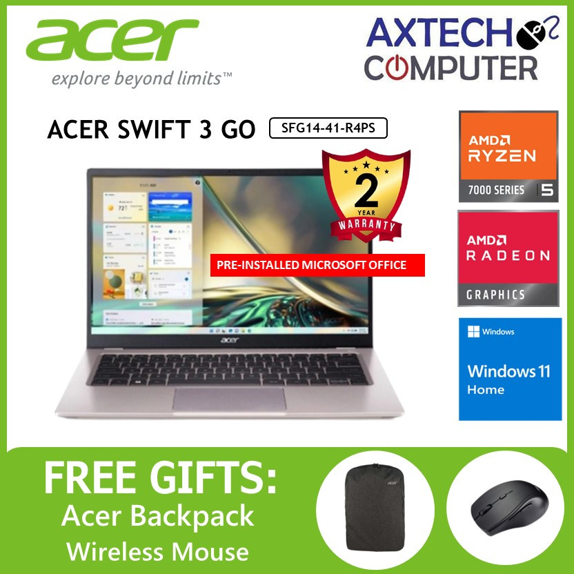 Acer Swift 3 GO SFG14-41-R4PS 14'' FHD Prodigy Pink( Ryzen 5 7430U ...