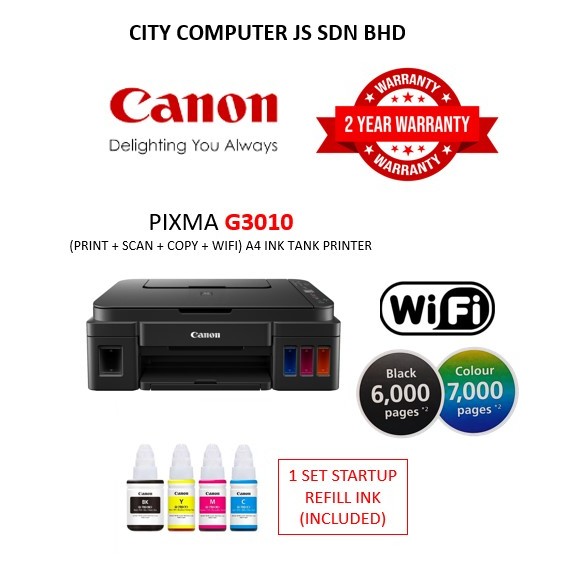 CANON PIXMA INK EFFICIENT G3010 (PRINT + SCAN + COPY + WIFI) A4 INK ...