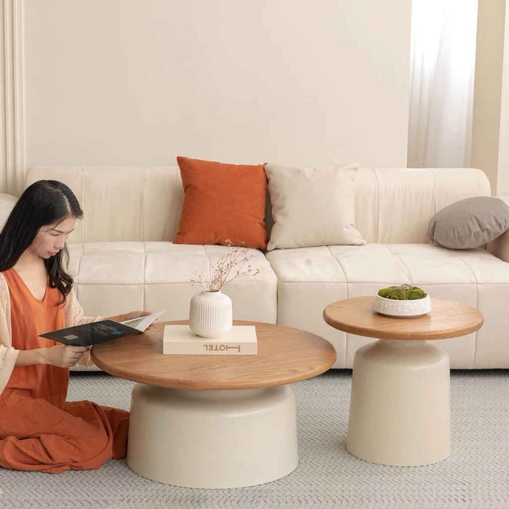 Coffee Table Solid Wood Nordic Muji Japanese Style Hourglass Legged ...