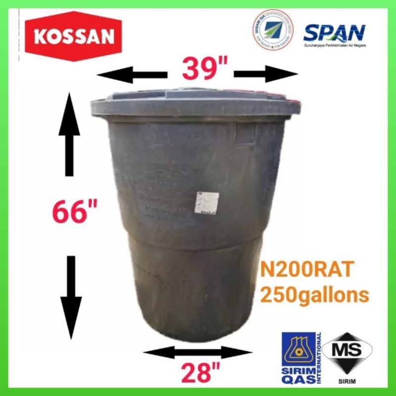 KOSSAN POLY TANGKI Tank Kurus Tinggi N200-RAT (250Gallon) (TK) | Shopee ...