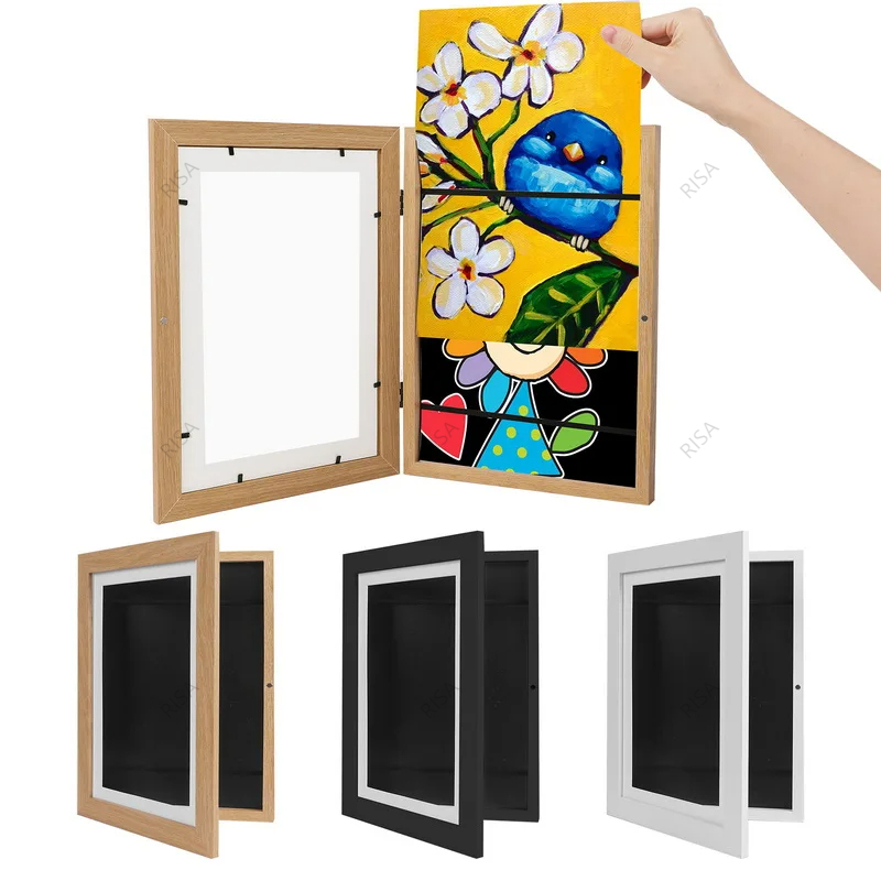 Kids Art Frame Set A4 Front Opening Photo Frame Wooden Child Artwork ...