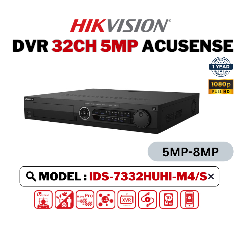 HIKVISION CCTV DVR 32CH Digital Video Decorder AcuSense Turbo HD