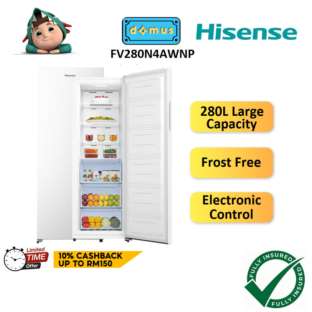 Hisense 280L Upright Freezer Frost Free Peti Sejuk Beku Deep Freezer