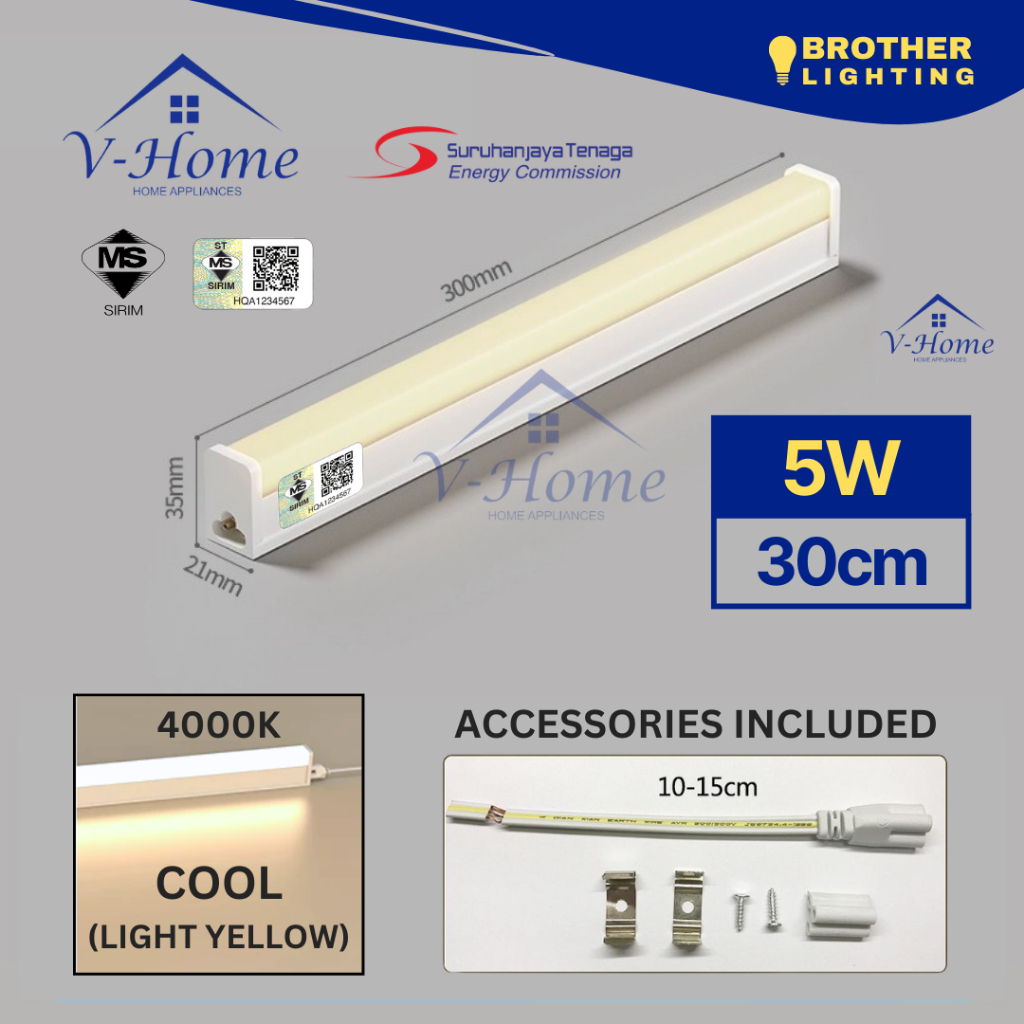 [SIRIM] VHome® LED T5 Tube Light Lamp Bulb Complete Set Celling Light ...