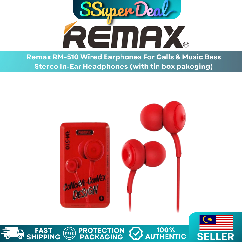 Remax RM-510 Wired Earphones For Calls & Music Bass Stereo In-Ear ...