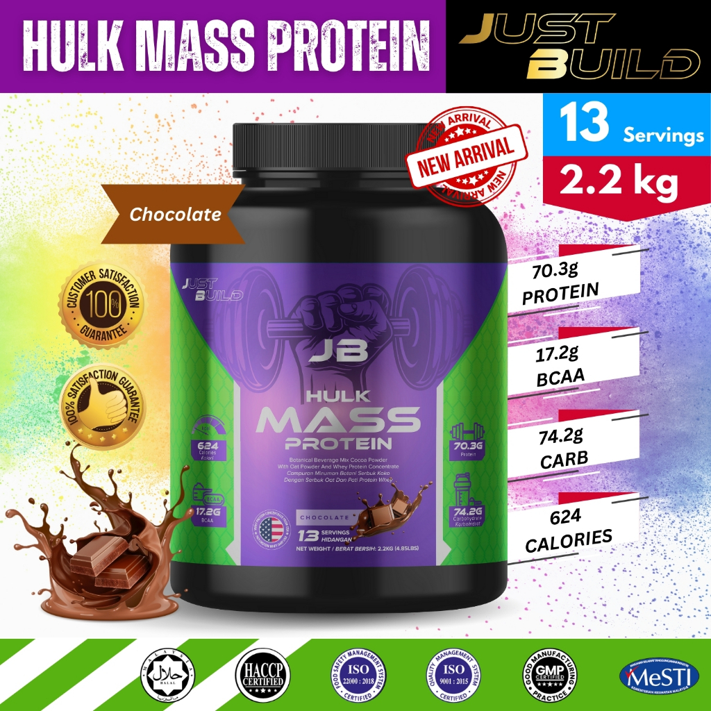 JB Just Build Hulk Mass Gainer Protein 2.2kg (5lbs) Lean Mass High ...
