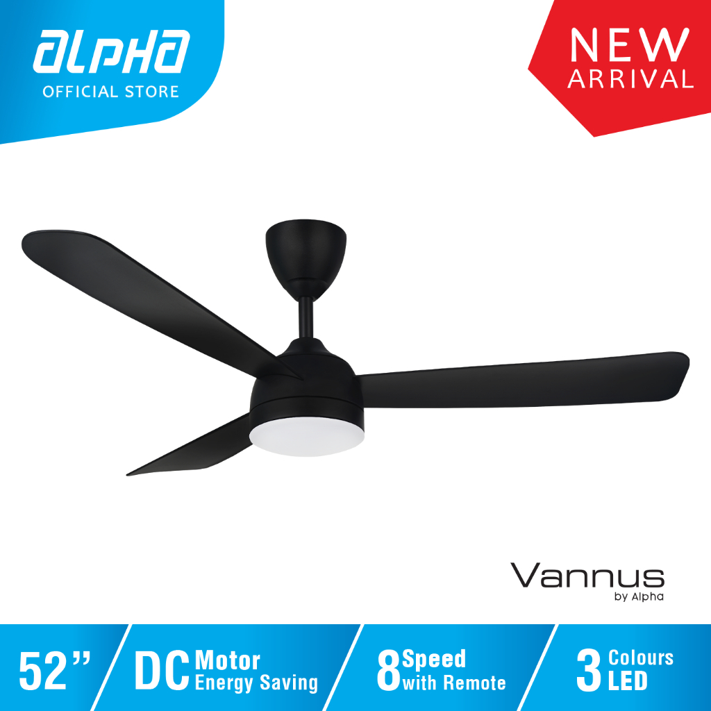 ALPHA Vannus V3 LED 3B DC Motor Ceiling Fan with 3 Blades 8 Speed ...