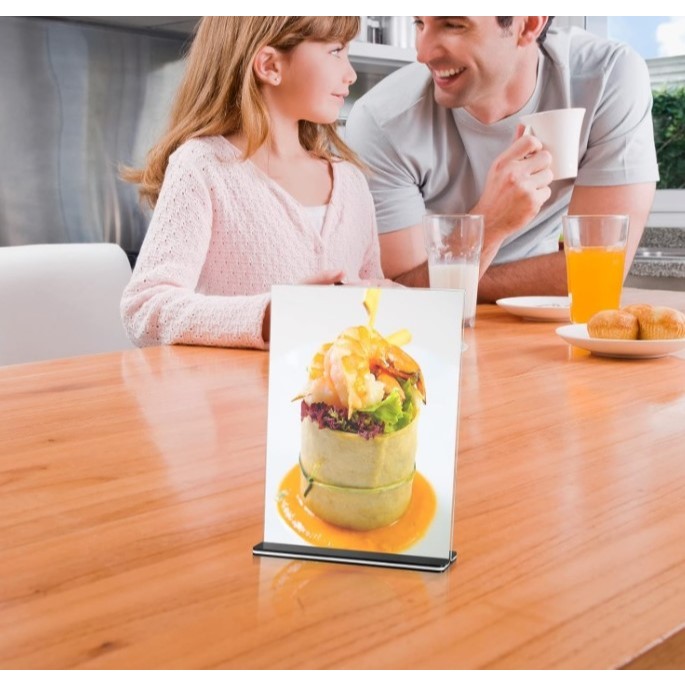 Menu Meja Menu Makan A6 Acrylic Display Stand T-Shape Card Stand Double ...