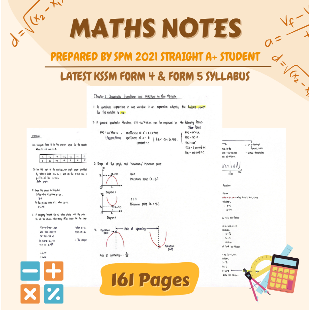 [PDF] KSSM SPM A+ Mathematics Notes Form 4 & Form 5 | Shopee Malaysia
