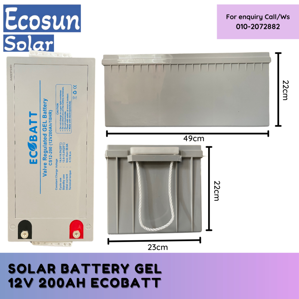 ECOBATT SOLAR BATTERY GEL 12V 200AH | Shopee Malaysia