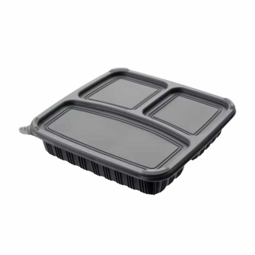 (50pcs±) 3 Compartment Lunch Box PP-SQ3 / PP Plastic Food Bento Box / 3 ...