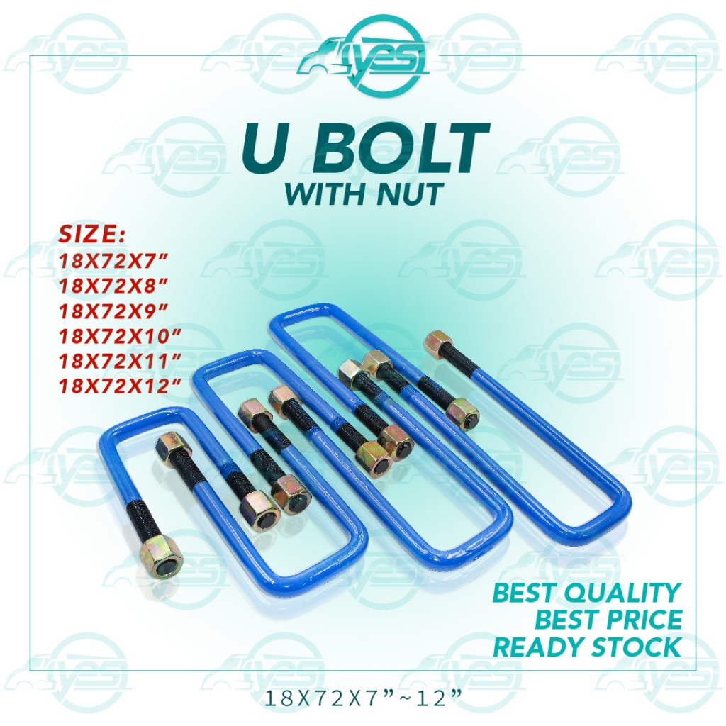 U BOLT SPRING WITH NUT REAR TRUCK LORRY 18X72X7