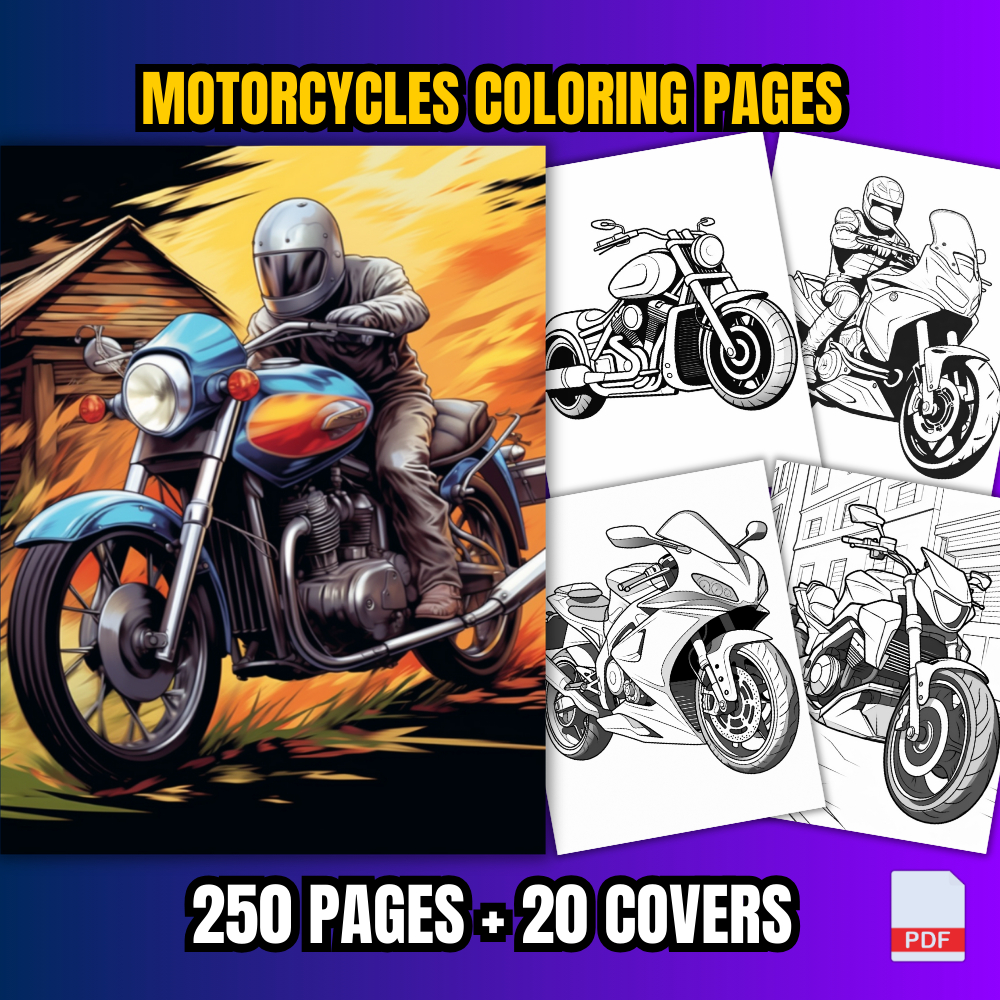250 Motorcycles Coloring Pages For Adults | Shopee Malaysia
