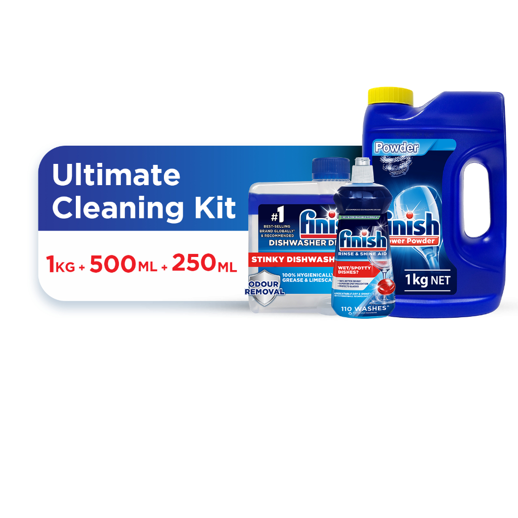 [Ultimate Cleaning Kit] Finish 1kg Powder + Rinse Aid + Machine Cleaner ...