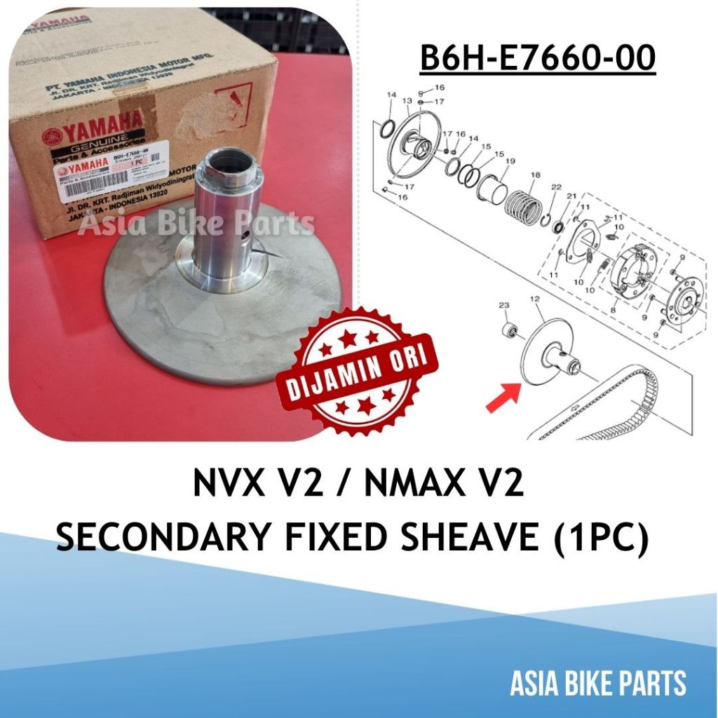 Yamaha Original NVX V2 / NMAX V2 Secondary Fixed Sheave Comp Pulley ...