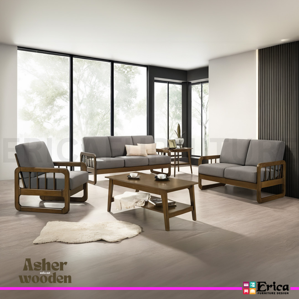 Mid Year Sale/Ready Stock Erica Asher Wooden Sofa Set Fabric/ Full ...