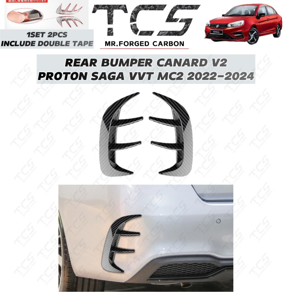 TCS PROTON SAGA VVT MC2 2022-2024 CAR REAR BUMPER CANARD V2 BODY KIT ...