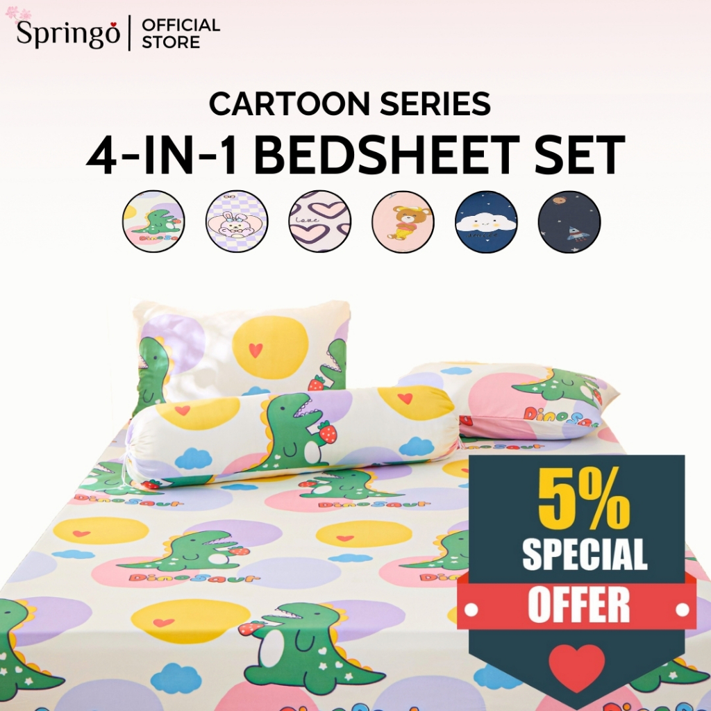 SG Queen King Single Size Premium Cotton Fitted Bedsheet Set Cadar